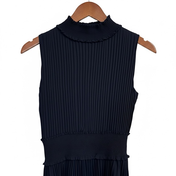 Nanette Lepore Dresses & Skirts - HP🎉 NANETTE Nanette Lepore Mock Neck Pleated Sleeveless Midi Dress Navy Size 2